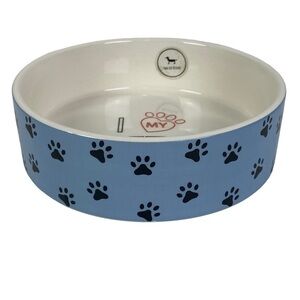 Park Life Designs Blue Black Paw Prints 6.5" Pet Bowl "I Love My Pet" Inside NEW
